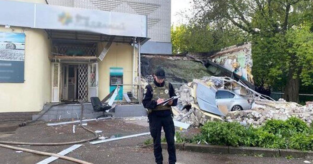 Explosion in bank in centre of Chernihiv in morning.