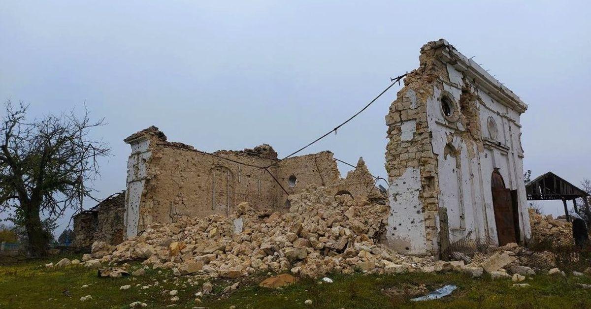 A church survived two world wars but was destroyed by Russian shell...