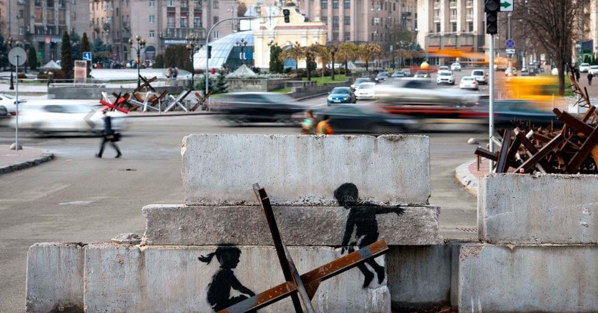 Banksy reveals seven uplifting graffiti created in Ukraine’s war-to...